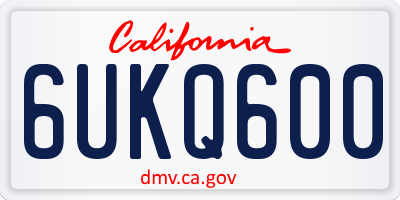 CA license plate 6UKQ600
