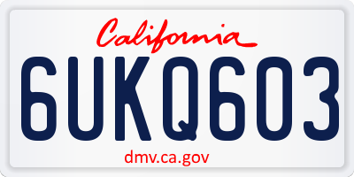 CA license plate 6UKQ603