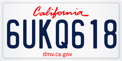 CA license plate 6UKQ618