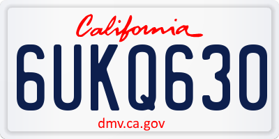 CA license plate 6UKQ630
