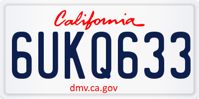 CA license plate 6UKQ633