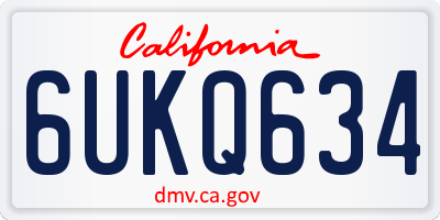 CA license plate 6UKQ634