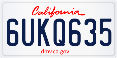CA license plate 6UKQ635