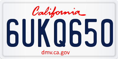 CA license plate 6UKQ650