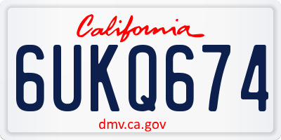 CA license plate 6UKQ674