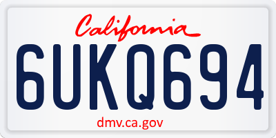 CA license plate 6UKQ694