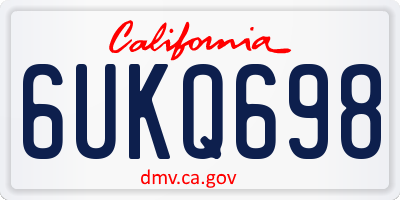CA license plate 6UKQ698