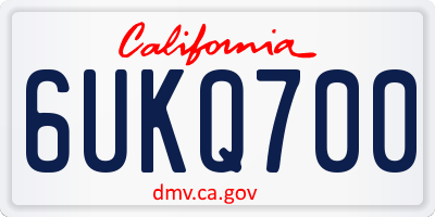 CA license plate 6UKQ700