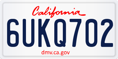 CA license plate 6UKQ702