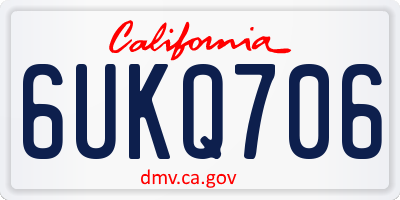 CA license plate 6UKQ706