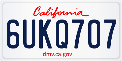 CA license plate 6UKQ707