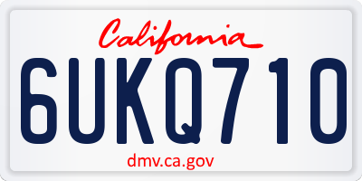 CA license plate 6UKQ710