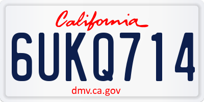 CA license plate 6UKQ714