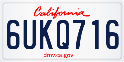 CA license plate 6UKQ716