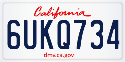 CA license plate 6UKQ734