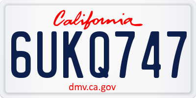 CA license plate 6UKQ747