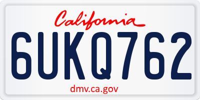 CA license plate 6UKQ762