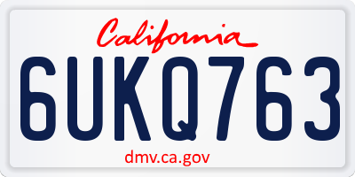 CA license plate 6UKQ763