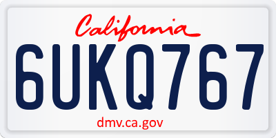 CA license plate 6UKQ767