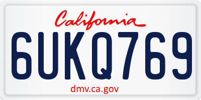 CA license plate 6UKQ769