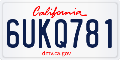 CA license plate 6UKQ781