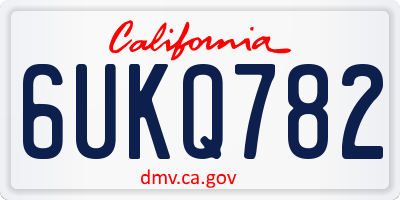 CA license plate 6UKQ782
