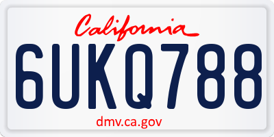 CA license plate 6UKQ788
