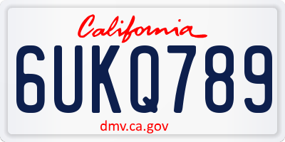 CA license plate 6UKQ789