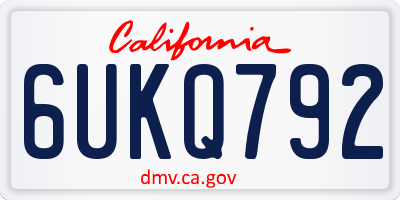 CA license plate 6UKQ792