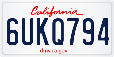 CA license plate 6UKQ794