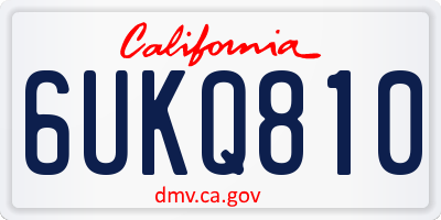 CA license plate 6UKQ810