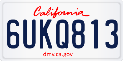 CA license plate 6UKQ813
