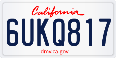 CA license plate 6UKQ817