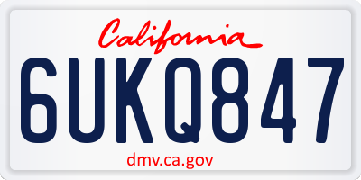 CA license plate 6UKQ847