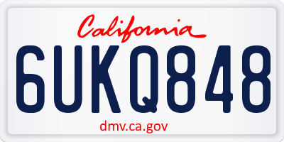 CA license plate 6UKQ848