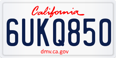 CA license plate 6UKQ850