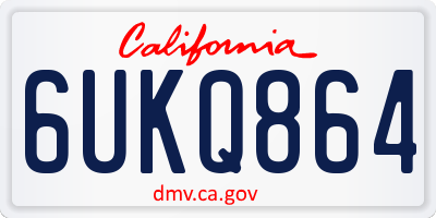 CA license plate 6UKQ864