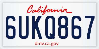 CA license plate 6UKQ867