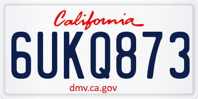 CA license plate 6UKQ873