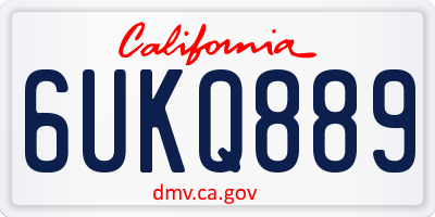 CA license plate 6UKQ889