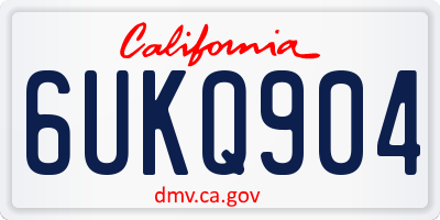 CA license plate 6UKQ904