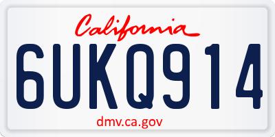 CA license plate 6UKQ914