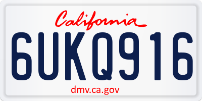 CA license plate 6UKQ916