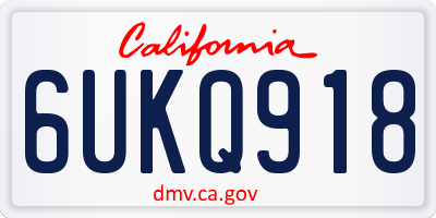 CA license plate 6UKQ918