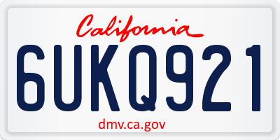 CA license plate 6UKQ921