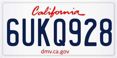 CA license plate 6UKQ928