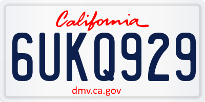 CA license plate 6UKQ929
