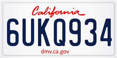 CA license plate 6UKQ934