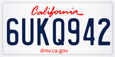 CA license plate 6UKQ942