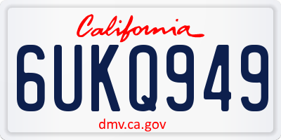 CA license plate 6UKQ949